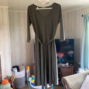 A-line Dark Olive Dress